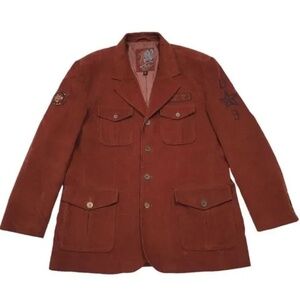 MetaFuori New York Embroidered Corduroy Blazer Sportcoat Jacket in Rust  Size XL